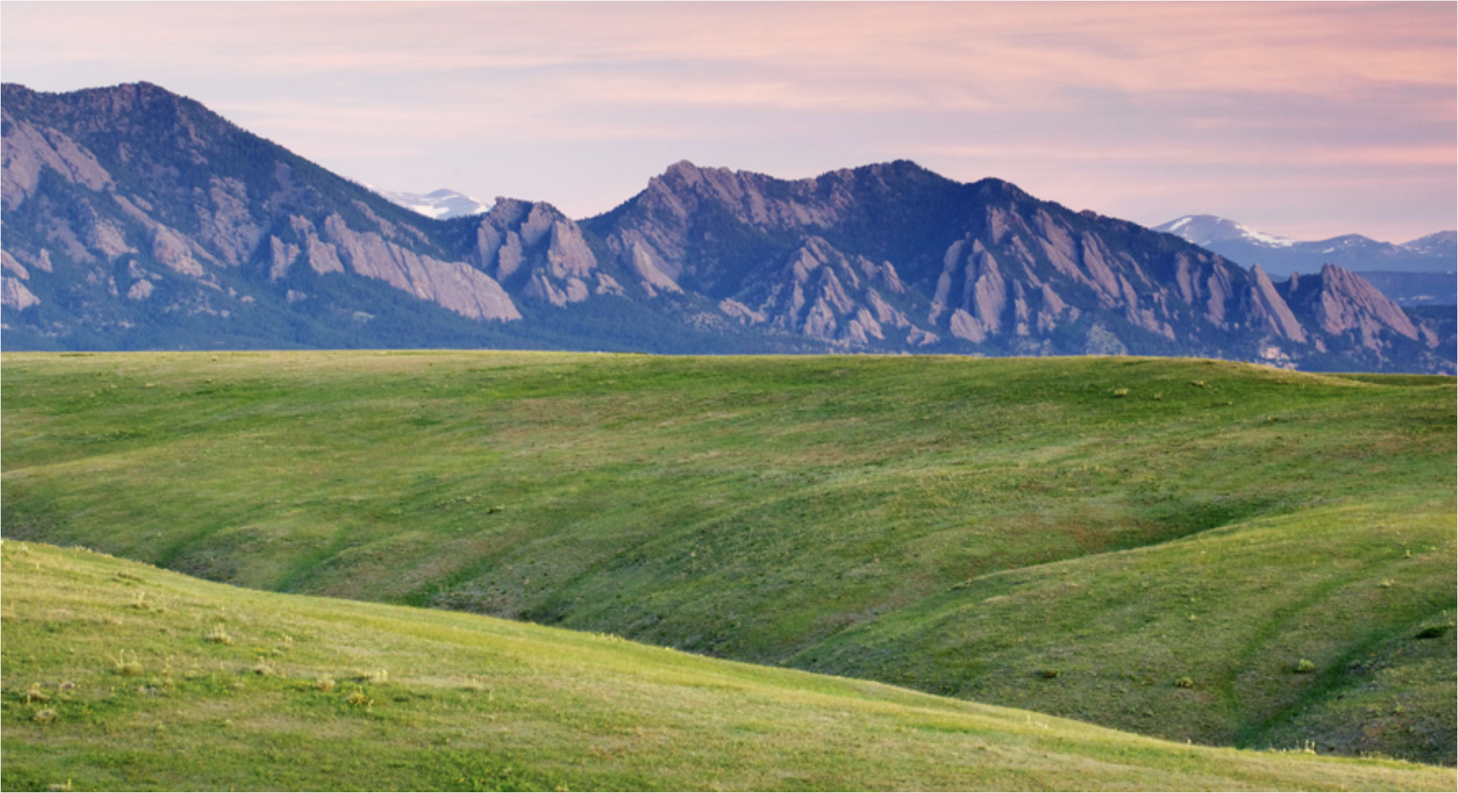 The Flatirons above Boulder at first light